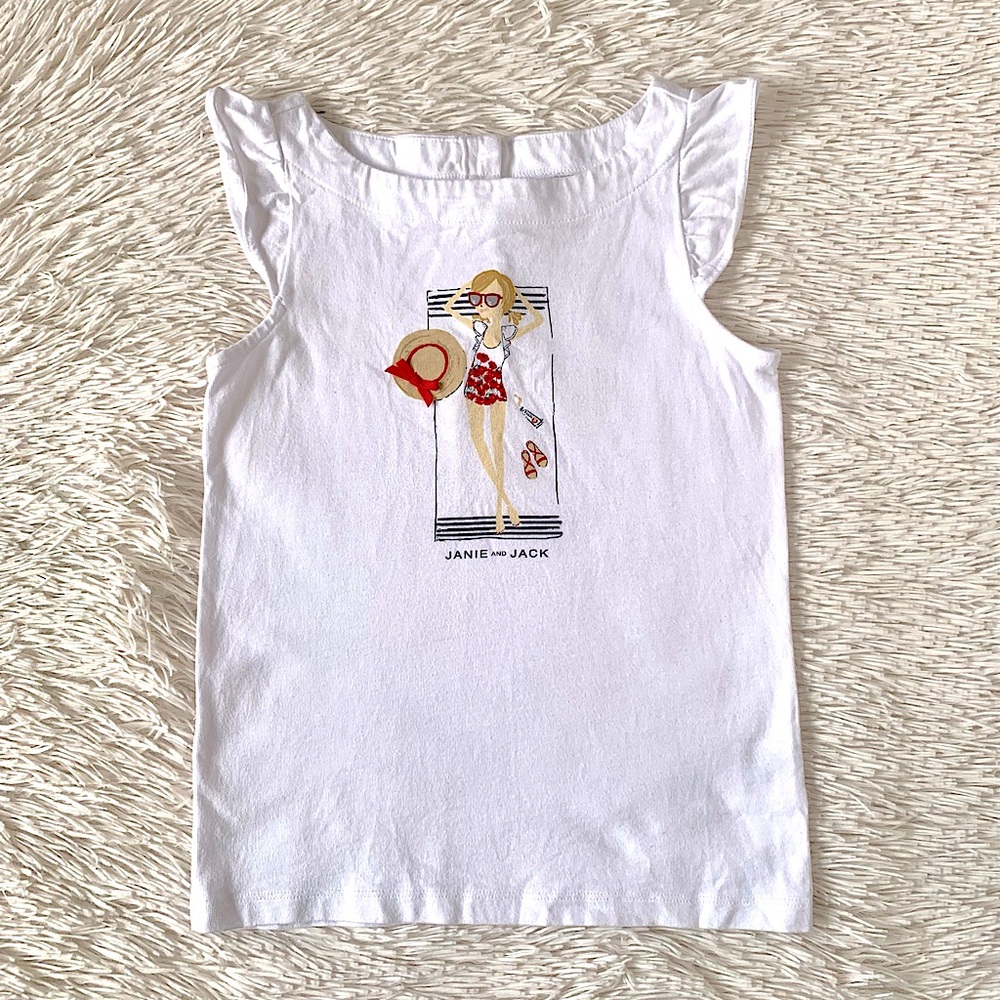 Janie and Jack Girls Ruffle Sleeve Tank Top•Size 8
